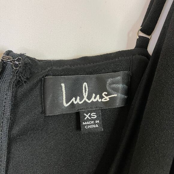 Lulus | Little Black Dress Foldover Neckline Short Mini Polyester Womens XS - Picture 3 of 6